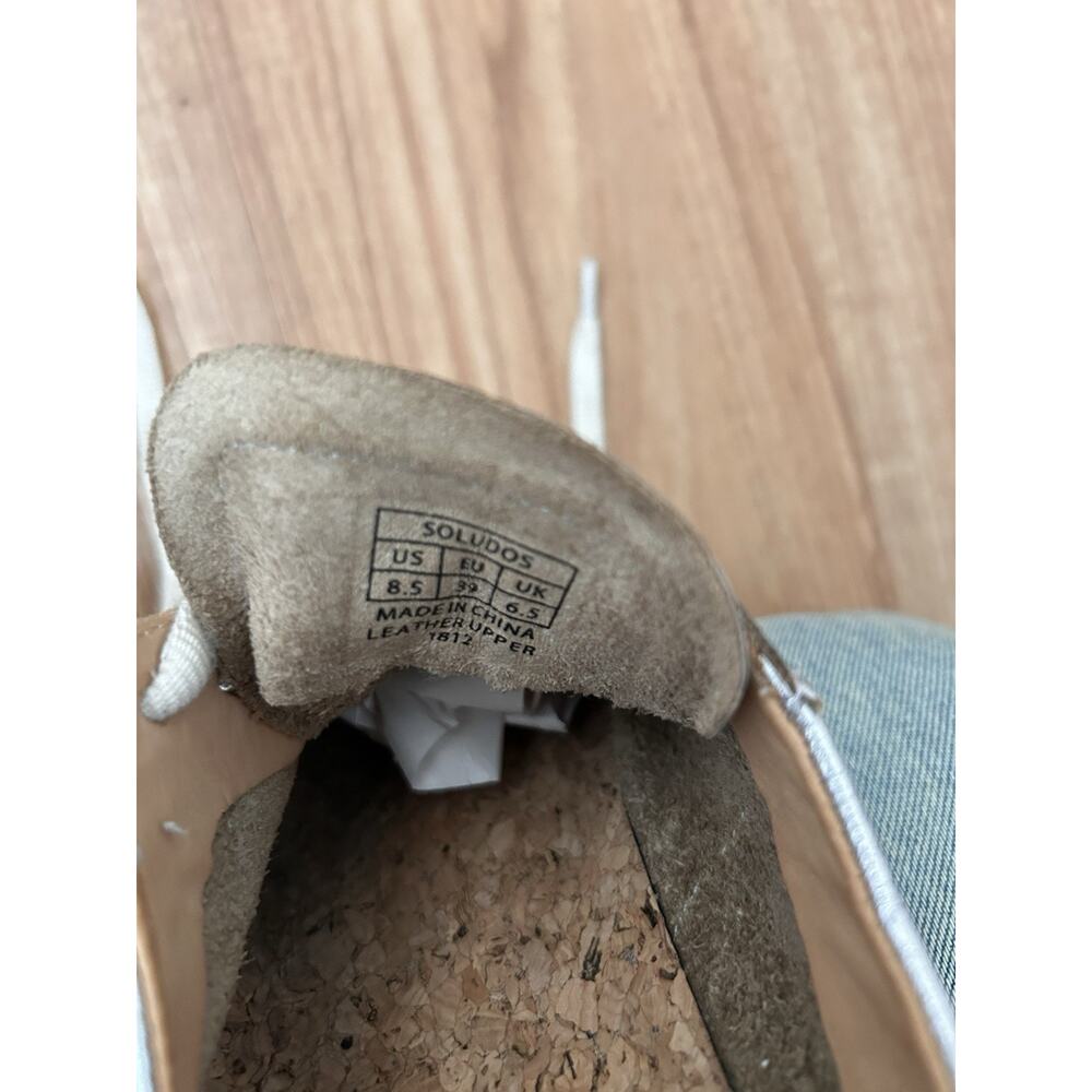 Soludos Ibiza Silver Leather Sneakers Cork Insole Size 8.5 Comfortable - Picture 6 of 6